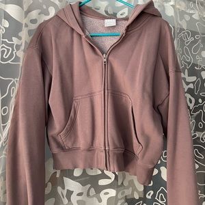 Aritzia TNA cozy fleece boyfriend boxy zip up Hoodie